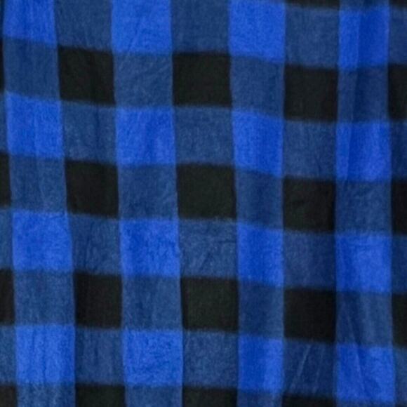Telluride Shirt Mens Medium Blue Black Buffalo Plaid Fleece Shacket Pockets - Picture 4 of 7